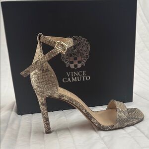 Vince Camuto Tan Strappy Heels with Stiletto